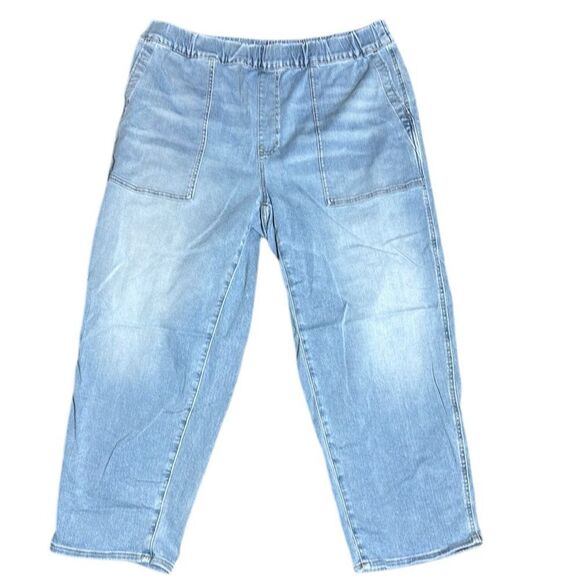 Madewell women’s plus pull on relaxed jeans in bellview wash 1x - Picture 2 of 6